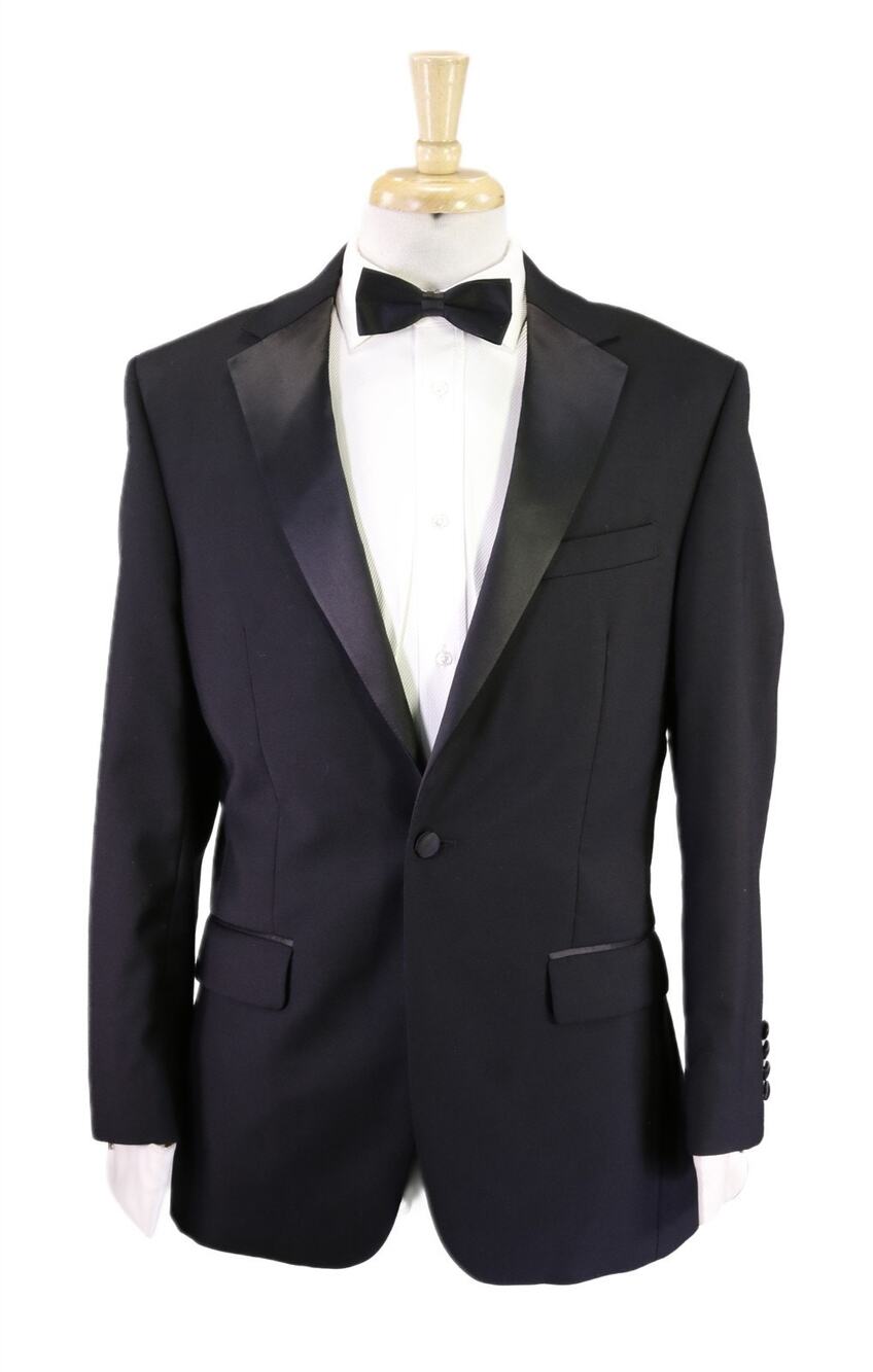Jos A Bank Slim Fit Black 1-Btn Wool Tuxedo Wedding Formal Blazer Jacket 39R